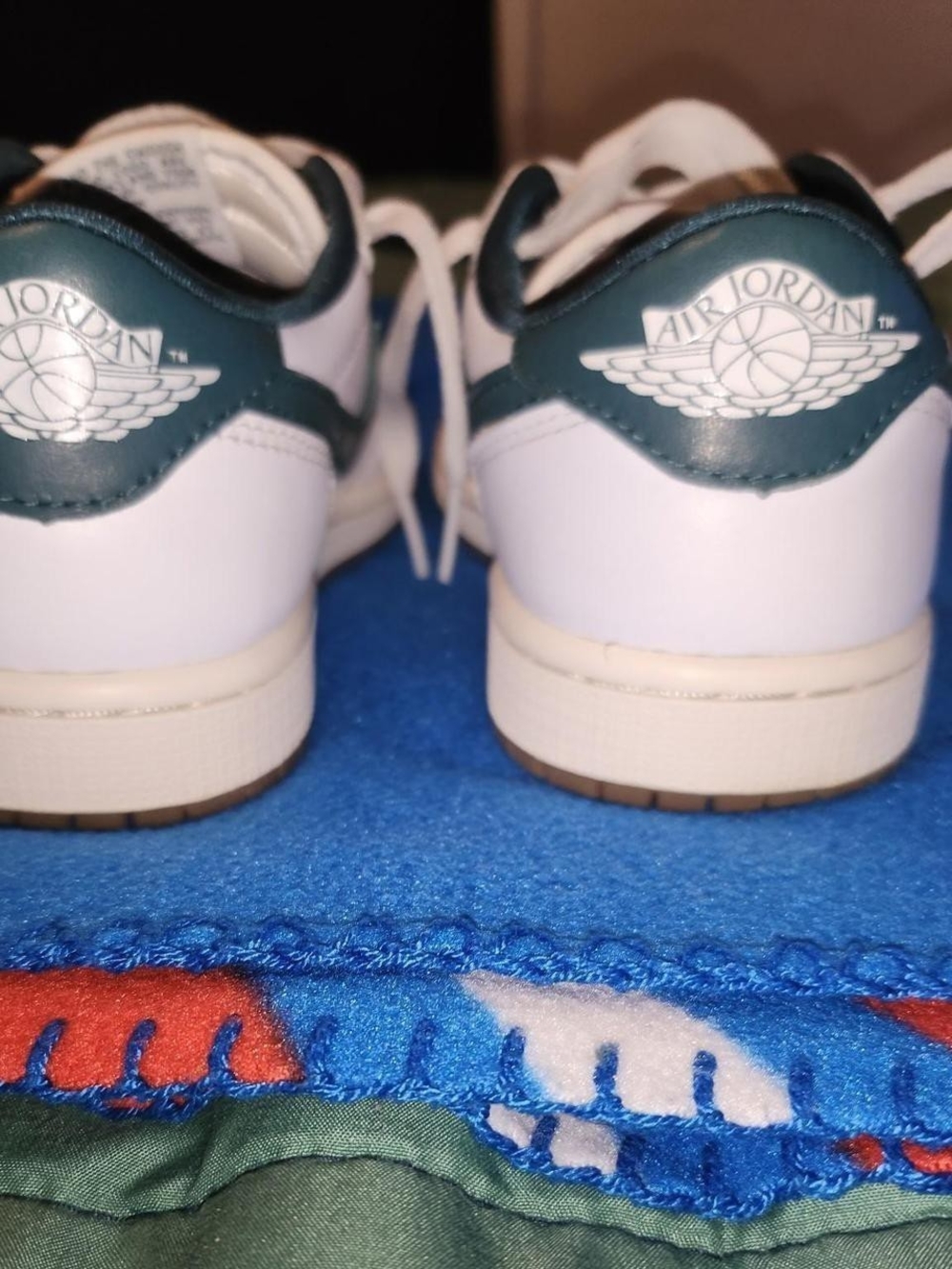 Jordan White and Dark Green Low-Top Sneakers